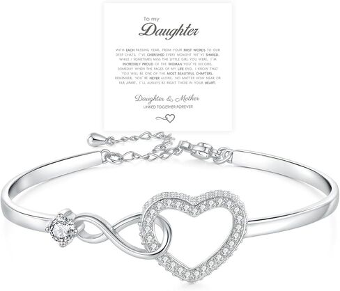 لابنتي سوار متصل إلى الأبد ، Ziella Infinity Forever Love Heart Bracelets ، قوة أمي وحبها دائمًا معها ، مجوهرات الهدايا الملهمة القابلة للتعديل لابنة in Kuwait
