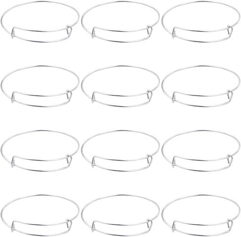 SUNNYCLUE 12Pcs Gold Expandable Bangle Adjustable Wire Bracelets Stainless Steel Blank Metal Stackable Bracelet Cuff Set for Jewelry Making Charms Bulk DIY Crafting Supplies Women Adults Beginner in Kuwait