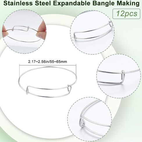 SUNNYCLUE 12Pcs Gold Expandable Bangle Adjustable Wire Bracelets Stainless Steel Blank Metal Stackable Bracelet Cuff Set for Jewelry Making Charms Bulk DIY Crafting Supplies Women Adults Beginner in Kuwait