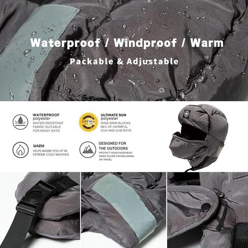 TOP-EX Winter Waterproof Trapper Hat for Men Women with Ear Flaps & Fleece Lined Mask Warm Trooper Hats Reflective Strips in Saudi Arabia