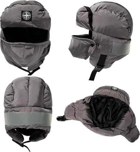 TOP-EX Winter Waterproof Trapper Hat for Men Women with Ear Flaps & Fleece Lined Mask Warm Trooper Hats Reflective Strips in Saudi Arabia