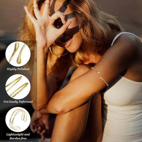 3Pcs Arm Cuff for Women Boho Coil Arm Cuff Bangle Set Adjustable Minimalist Gold Coil Upper Arm Bracelet in Saudi Arabia