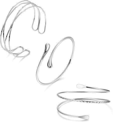 3Pcs Arm Cuff for Women Boho Coil Arm Cuff Bangle Set Adjustable Minimalist Gold Coil Upper Arm Bracelet in Saudi Arabia