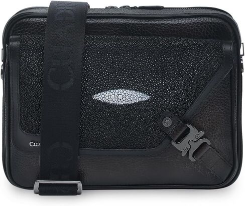 CUADRA | Stingray Leather Messenger Bag, Adjustable Strap BOC28MA Black in Saudi Arabia
