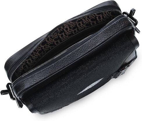 CUADRA | Stingray Leather Messenger Bag, Adjustable Strap BOC28MA Black in Saudi Arabia