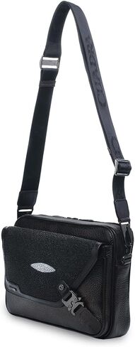 CUADRA | Stingray Leather Messenger Bag, Adjustable Strap BOC28MA Black in Saudi Arabia