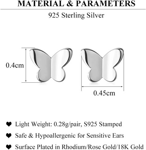Sluynz Solid 925 Sterling Silver Tiny Butterfly أقراط in Kuwait
