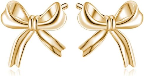 Reffeer Solid 925 Sterling Silver Bow Stud أقراط للنساء المراهقات الصغيرة شريط STUL STUR in Kuwait