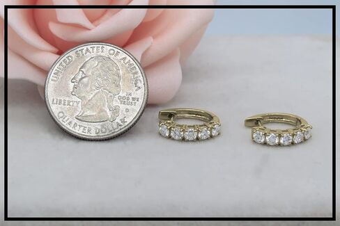 Dazzlingrock Collection 2.60mm Each Round White Diamond 5 Stone Huggies Hinged Post Hoop Earrings for Her (1.00 ctw, Color I-J, Clarity I1-I3) in Solid Gold in Kuwait