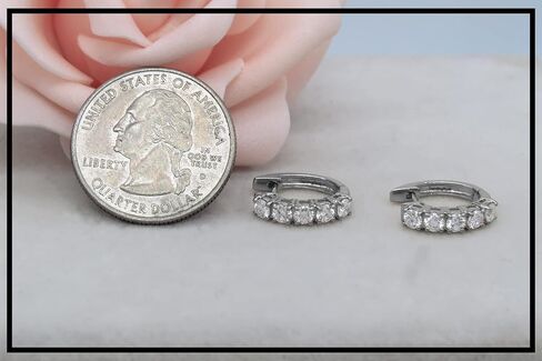 Dazzlingrock Collection 2.60mm Each Round White Diamond 5 Stone Huggies Hinged Post Hoop Earrings for Her (1.00 ctw, Color I-J, Clarity I1-I3) in Solid Gold in Kuwait