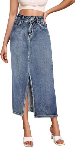 Hybrid & Company Women's Long Denim Skirt - تمتد Jean تنورة للمكاتب وارتداء غير رسمي in Saudi Arabia