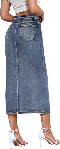 Hybrid & Company Women's Long Denim Skirt - تمتد Jean تنورة للمكاتب وارتداء غير رسمي in Saudi Arabia