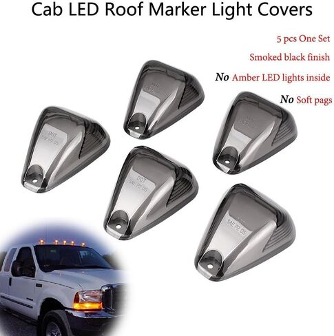 5pcs cab marker smoke cover chome smoke ، cab rowd rowd rowd rowd ، top light for 1999-2016 Ford F150 F250 F350 F450 F550 F650 F750 E150 E250 E350 E450 Super Duty Pickup (Cover) in Kuwait