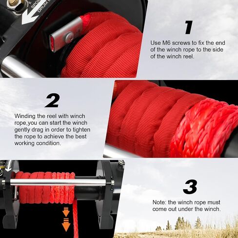 ZESUPER Synthetic Winch Rope 3/8" x 85ft Dyneema 12 Strand Winch Cable Car Tow Recovery Cable Winch Line Recovery Kit Winch Replacement Cable（RED） in Saudi Arabia