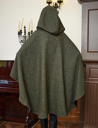 Beautelicate Women Tweed Tweed Bitted Cloak Buttons Closure Satin Satin بطانة الصوف المعطف in Kuwait