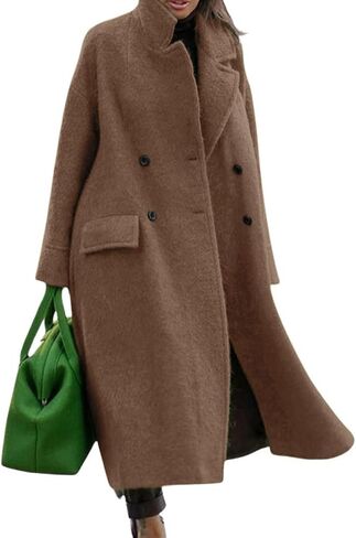 CHARTOU Women Oversized Long Winter Coats Warm Wool Blend Pea Trench Coat Overcoat in Saudi Arabia