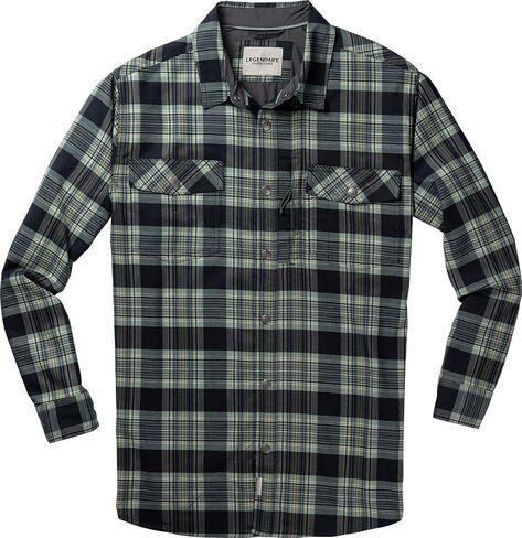 Legendary Whitetails Men's Performance Stretch Plaid Flannel Long Sleeve Snap Down Shirt Moisture Wicking Quick Dry in Saudi Arabia