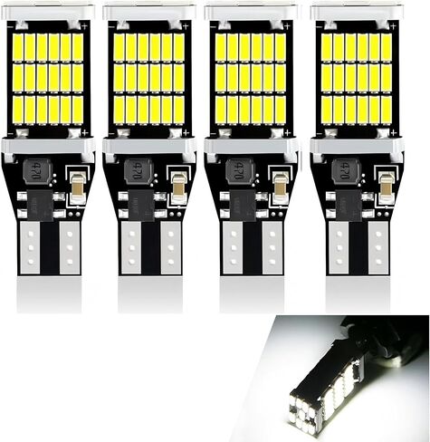 4 PCS 921 LED مصابيح عكسية LED ، 6500K Super Bright T15 4014 45SMD لمصابيح ، Canbus خالية من الأخطاء 360 ° إضاءة الفرامل الأضواء الإشارة الاحتياطية ، ملاءمة عالمية لشاحنات سيارات سيارات الدفع الرباعي (أبيض) in Kuwait