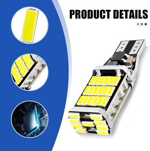 4 PCS 921 LED مصابيح عكسية LED ، 6500K Super Bright T15 4014 45SMD لمصابيح ، Canbus خالية من الأخطاء 360 ° إضاءة الفرامل الأضواء الإشارة الاحتياطية ، ملاءمة عالمية لشاحنات سيارات سيارات الدفع الرباعي (أبيض) in Kuwait