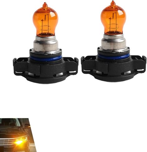 2 PCS PSY24W Car Fog Light Bulb, 12V Daytime Running Lamps, Turn Signal Bulb, Brake Light, Reversing Light Bulb, Automotive Clear Glass Bulbs Lighting Accessory, Universal for Most Cars (Amber) in Kuwait