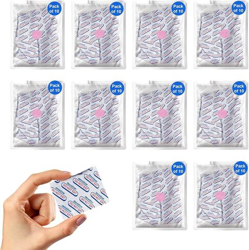50cc (10 Packs of 10, Total 100 Packets) Oxygen Absorbers for Food Storage, Food Grade Oxygen Absorbers Packets with Oxygen Indicator for Long Term Storage and Preservation (50CC(100-Pack)) in Kuwait