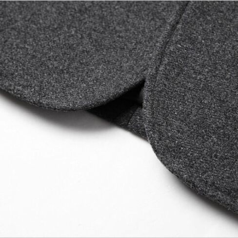 Men's Wool Trench Jacket & Coat Warm Quilted Single Breasted Band Collar Long Sleeve Winter Button Slim Fit Peacoat in Kuwait