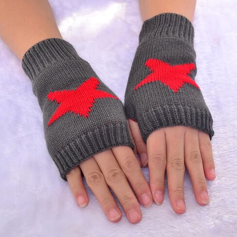 Yolrdiw Women's Therian Star Gloves Light Length Mitten Mitten for Y2K Emo Grunge Punk Goth Excalities in Kuwait