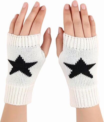 Yolrdiw Women's Therian Star Gloves Light Length Mitten Mitten for Y2K Emo Grunge Punk Goth Excalities in Kuwait