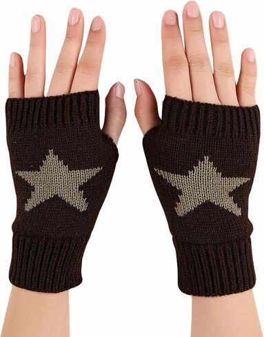 Yolrdiw Women's Therian Star Gloves Light Length Mitten Mitten for Y2K Emo Grunge Punk Goth Excalities in Kuwait