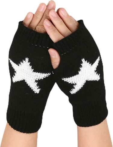 Yolrdiw Women's Therian Star Gloves Light Length Mitten Mitten for Y2K Emo Grunge Punk Goth Excalities in Kuwait