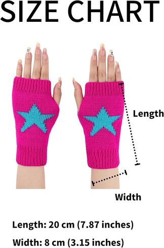 Yolrdiw Women's Therian Star Gloves Light Length Mitten Mitten for Y2K Emo Grunge Punk Goth Excalities in Kuwait