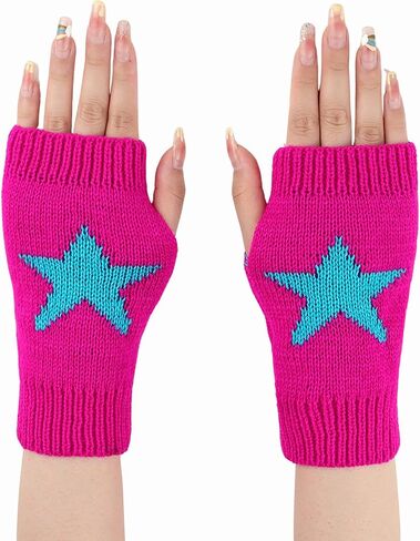 Yolrdiw Women's Therian Star Gloves Light Length Mitten Mitten for Y2K Emo Grunge Punk Goth Excalities in Kuwait