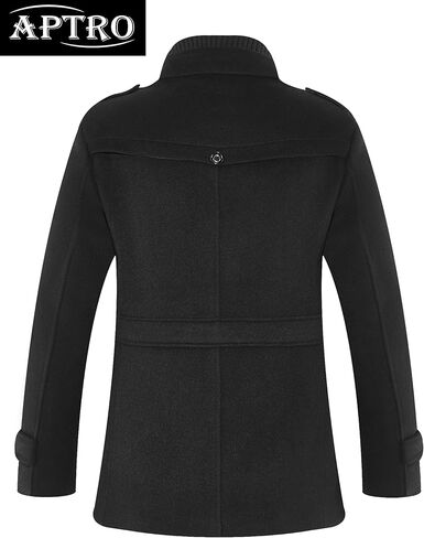 APTRO Men's Pea Coat Wool Jacket Windbreaker Single Breasted Winter Coat in Kuwait