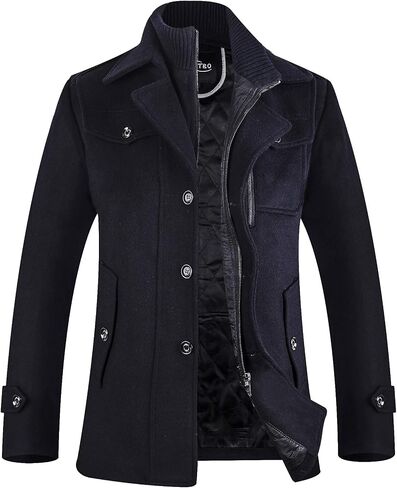 APTRO Men's Pea Coat Wool Jacket Windbreaker Single Breasted Winter Coat in Saudi Arabia