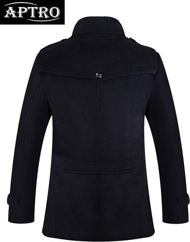 APTRO Men's Pea Coat Wool Jacket Windbreaker Single Breasted Winter Coat in Saudi Arabia
