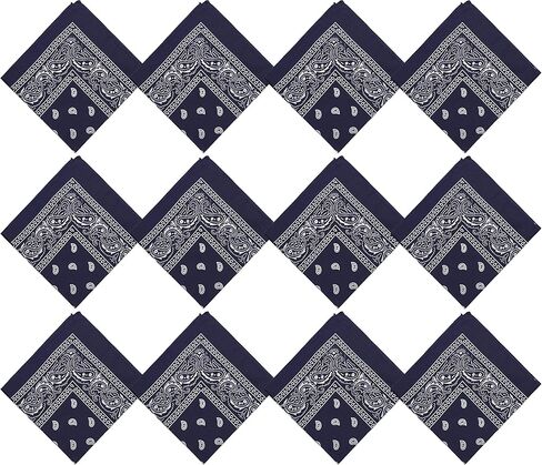 Winterlace 12 Pack Bandanas, Unisex One-Sided Print Paisley Retro Head Wrap Necktie Face Mask Bulk in Saudi Arabia