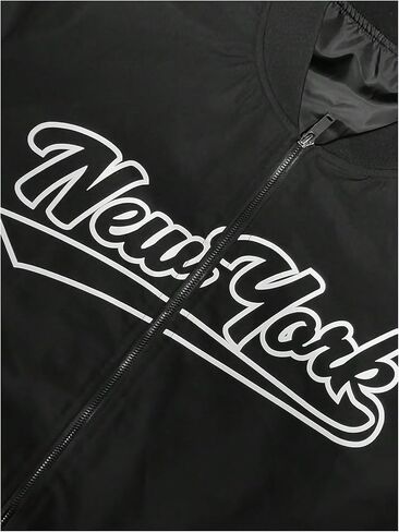 Men's Letter Printed Long Sleeve Bomber Jackets Zip Up Outerwear Coats in Kuwait