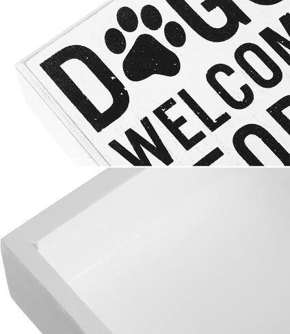 Dogs Welcome People Tolerated Dog Lover Decor Presents for Animal Lovers Wood Dog Box Sign Welcome Word Dog Signs Rustic Wall Decor Art Pet Saying Farmhouse Decor, 5 x 6 x 1.77 Inch (Black Bottom) in Saudi Arabia