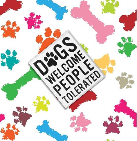 Dogs Welcome People Tolerated Dog Lover Decor Presents for Animal Lovers Wood Dog Box Sign Welcome Word Dog Signs Rustic Wall Decor Art Pet Saying Farmhouse Decor, 5 x 6 x 1.77 Inch (Black Bottom) in Saudi Arabia