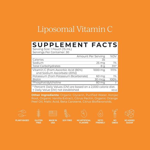 CYMBIOTIKA Vitamin C Individual Packets, Liposomal Delivery, Supplement for Immune Support, Collagen Boost, & Healthy Aging, Skin Hydration Packets, Citrus Vanilla Flavor, 60 Servings, 2pck (2) in Saudi Arabia