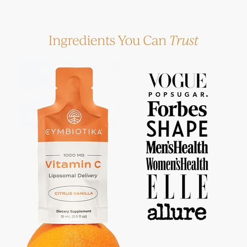 CYMBIOTIKA Vitamin C Individual Packets, Liposomal Delivery, Supplement for Immune Support, Collagen Boost, & Healthy Aging, Skin Hydration Packets, Citrus Vanilla Flavor, 60 Servings, 2pck (2) in Saudi Arabia