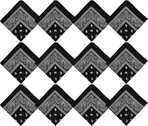 Winterlace 12 Pack Bandanas, Unisex One-Sided Print Paisley Retro Head Wrap Necktie Face Mask Bulk in Saudi Arabia