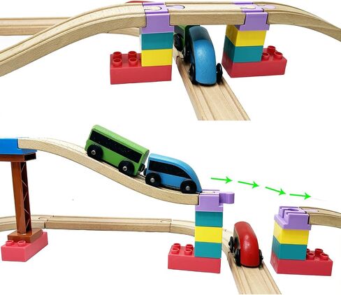 Wooden Train Track Accessories, 30 Pcs Colorful Dog Bone Track Connectors, Compatible with All Wooden Train Track, Christmas Birthday Gift for Boys Girls, Track Toys Expansion Pack for Kids Ages 3+ in Saudi Arabia