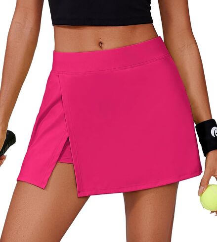 PINSPARK Womens Tennis Skirts High Waisted Golf Skorts with 2 Pockets Side Slit Athletic Skirt for Workout Pickleball Sports in Saudi Arabia