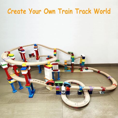 Wooden Train Track Accessories, 30 Pcs Colorful Dog Bone Track Connectors, Compatible with All Wooden Train Track, Christmas Birthday Gift for Boys Girls, Track Toys Expansion Pack for Kids Ages 3+ in Saudi Arabia