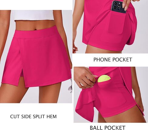 PINSPARK Womens Tennis Skirts High Waisted Golf Skorts with 2 Pockets Side Slit Athletic Skirt for Workout Pickleball Sports in Saudi Arabia
