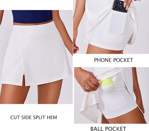 PINSPARK Womens Tennis Skirts High Waisted Golf Skorts with 2 Pockets Side Slit Athletic Skirt for Workout Pickleball Sports in Saudi Arabia