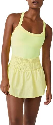 Women's Sleeveless Tennis Dress Solid Color Athletic Mini Dress Workout Golf Dress with Shorts Underneath in Saudi Arabia