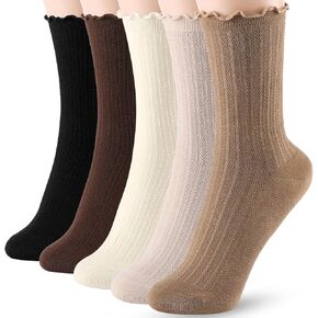 FGZ Womens Crew Socks Cotton Cotton Soft Loved Middlef for Girls ، 5 أزواج