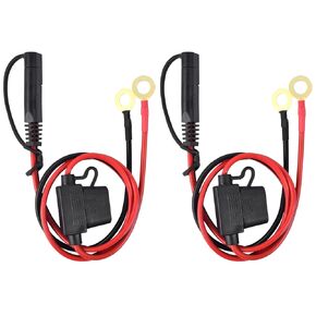 SAE Battery Connector - 2 Pack, 2 FT SAE to O Ring Terminal Harness,Battery Quick Connect, SAE Extension Cable, Battery Cable Connector, SAE Adapter,10A/15A Fuses (16AWG - 2FT)
